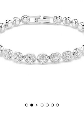 Swarovski Silver Crystal Disc Bracelet - Silver, Rhodium plated